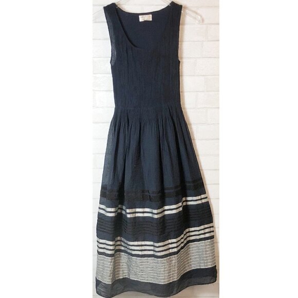 Max Studio M.S.S.P Stephanie Dress Sleeveless Blue & Silver Pleated Size S - Picture 2 of 6